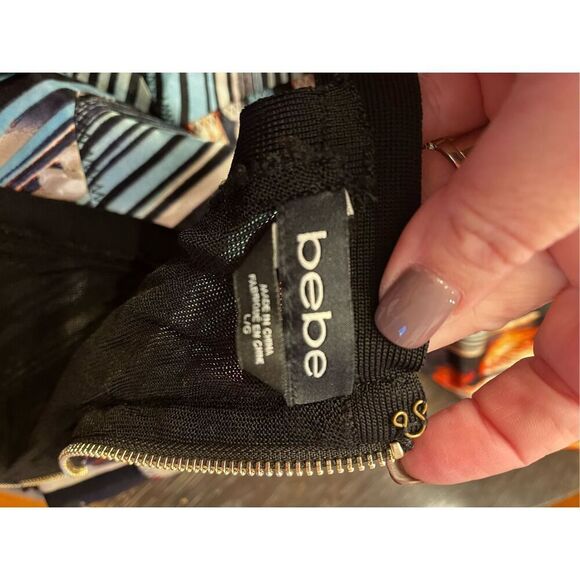 Bebe Black Bandage & Mesh Halter Tank Top sz L EUC - Picture 5 of 6